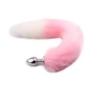 Butt Plug Stainless Steel Anal Plug, Faux Fox Tail Fur Anal Plug Sex Toy, Stainless Steel Butt Plug, with Fox Tail Erotic Fetish Butt Plug,for Couples Women Costume Props, Polychrome (Pink)