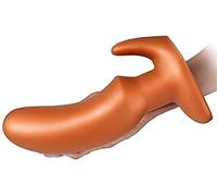 Butt Plug Super Soft Silicone Butt Plug Male Prostate Massager Female Anal BDSM Anal Ball Chastity Penis Cage Male Female Couple Anal Toy(Gold,L)
