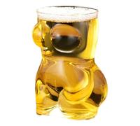 Butt Shaped Glass Cup - 15oz Novelty Drink Mug, Funny Body Design Barwãre, Creaţive Party Beverage Holder | Humorous Beer Wine Serving Tumbler for Celebration Decoration Display Use