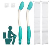 Butt Wiper Tool*2,15.75in Long Toilet Aids for Wiping Bottom,Two Self-Adhesive Hooks,Drawstring Pocket,No Need to Bend Down,Firm Grip On Tissues,for Elderly,Disabled,Pregnant Women,Fat People