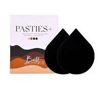 BUTTCHIQUE Black Pasties Plus + Size (Pack of 25 Pairs) Stick-On Pasties for Complete Coverage, Waterproof & Sweat-Proof, Safe to Use Directly on Skin
