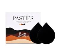 BUTTCHIQUE Black Stick-On Pasties (Pack of 4 Pairs) for Complete Coverage, Waterproof & Sweat-Proof, Safe to Use Directly on Skin