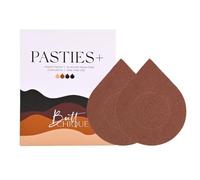 BUTTCHIQUE Cinnamon Pasties Plus + Size (Pack of 25 Pairs) Stick-On Pasties for Complete Coverage, Waterproof & Sweat-Proof, Safe to Use Directly on Skin