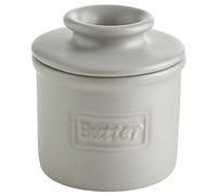 Butter Bell Crock by L. Tremain French Ceramic Butter Keeper, Stone | Café pattern crock in a modern matte glaze. Water seal keeps butter fresh & spreadable-no refrigeration needed.
