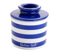 Butter Bell - The Original Butter Bell Crock by L Tremain, a Countertop French Ceramic Butter Dish Keeper for Spreadable Butter, Nautical Blue and White Stripe (Nautical Blue)