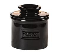 Butter Bell - The Original Butter Bell Crock by L Tremain, a Countertop French Ceramic Butter Dish Keeper for Spreadable Butter, Café Retro Collection, Midnight Black, Glossy Finish