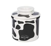 Butter Bell - The Original Butter Bell Crock by L Tremain, a Countertop French Ceramic Butter Dish Keeper for Spreadable Butter, Cow Pattern, Black & White