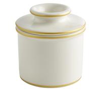 Butter Bell - The Original Butter Bell crock by L Tremain, a Countertop French Ceramic Butter Dish Keeper for Spreadable Butter, Le Bistro, White with Gold Trim