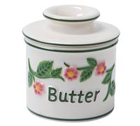 Butter Bell - The Original Butter Bell Crock by L Tremain, a Countertop French Ceramic Butter Dish Keeper for Spreadable Butter, Fleur de Lis Collection (Hand Painted Raised Floral)
