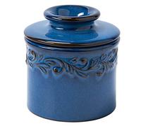 Butter Bell - The Original Butter Bell Crock by L Tremain, a Countertop French Ceramic Butter Dish Keeper for Spreadable Butter, Antique Collection, Denim Blue - Reactive Glaze Pottery