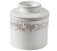 Butter Bell - The Original Butter Bell Crock by L Tremain, a Countertop French Ceramic Butter Dish Keeper for Spreadable Butter, Antique Collection, White Linen