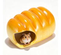 Butter Bread Shaped Ceramic Hamster House, All-Season Cooling Small Animal Cave, Easy-Clean Pet Shelter For Dwarf Hamster, Gerbil, Small Rodent(Yellow)
