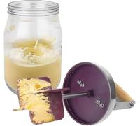 Butter Churner, Hand Crank Butter Mixer Maker, Churn Washable Butter Maker, with Glass Jar & Wooden Handle, Stainless Steel Paddle, Perfect for Kitchen, Baking, Homemade Butter.(1500ml)