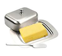 Butter Container - Large Stainless Steel Holder with Lid Spreader, Airtight Airtight Fridge Countertop Storage Crock, Modern Farmhouse Pantry Cabinet Table Decor Dish, Portable Chilled Margarine