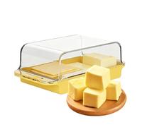 Butter Container with Lid - Clear Farmhouse Butter Dish, ABS Airtight Keeper, Holds 500g, Keeps Fresh Longer, Easy Cut & Serve, for Fridge, Countertop & Camping, Multipurpose Food Storage