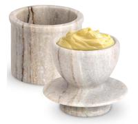 Butter Crock with Lid Marble French Butter Keeper to Leave On Counter, Butter Dish, Home and Kitchen Decor for Countertop (Viva Jade, Large)