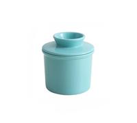 Butter Crock with Water Line for Countertop French Butter Dish with Lid Ceramic Butter Keeper for Fresh Spreadable Butter Butter Crock for Counter with Water Line f (Lake blue)