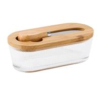 Butter Dish | 300ml Transparent Airtight Square Antique Style | Butter Container with Lid and Cheese Container, for Home, Kitchen, Picnic, Travel, Countertop, Vegetables and Fruits