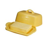 Butter Dish Fits Either a Whole 250g or a Full 500g UK Butter Block, Large Ceramic Butter Container for Countertop, Porcelain Butter Storage, JSHKY, Color-Yellow.