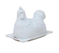 Butter Dish Hen Design Novelty Porcelain White Storage Container Keeper Kitchen