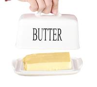 Butter Dish, Rectangle Ceramic Butter Dish with Non-Slip Bottom and Lid, 6.5x4.3x4" Dustproof Cover for Countertop Refrigerator Kitchen Accessories