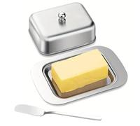 Butter Dish- Stainless Steel Material, 18.5x12.2cm Freshness Keeper Box, Modern Tabletop Serving Crock, Polished Silver Kitchen Tool | Spreader Holder for Cooks & Housewarming