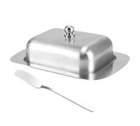 Butter Dish - Stainless Steel Storage Container | Covered Margarine Keeper With Lid | Silver Serving Platter Tableware For Countertop Home Kitchen Apartment Farmhouse Restaurant Cafe Bakery Camping Pi