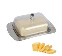 Butter Dish - Stainless Steel Storage Container, Kitchen Butter Holder, Airtight Tray with Lid | Ideal to Keep Breakfast Soft and Spreadable on the Worktop or in the Fridge Fresh
