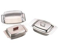 BUTTER DISH STAINLESS STEEL TRAY HOLDER CONTAINER WITH LID FOR BREAKFAST KITCHEN