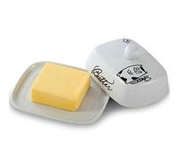 Butter Dish with Handle for 250g Butter, high-Quality Ceramic, White with Black cat Pattern, Porcelain, Butter Dome, Butter Tray, Butter Container, Butter Box, Dishwasher Safe, Creative Gift Idea