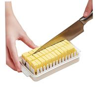 Butter Dish with Lid and Cutting Case Multi Purpose Butter Case Butter Dishes with Lids for Cooking Needs Portable Cheese Storage Holder, 16.5x9.5x5 Cm (White) Butter Cutter Butter Slicer Butter Box