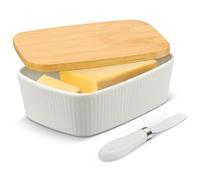 Butter Dish with Lid and Knife, 580ml Large Capacity Ceramic Butter Container, Vertical Butter Box for Countertop or Fridge, Perfect Gift for Kitchen Lovers & Baking Enthusiasts