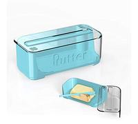 Butter Dish with Lid and Knife,Butter Container with 180° Rotating Sealing Flip-Top,Butter Keeper for Countertop or Fridge,Plastic Butter Holder Container, BPA-Free, Freezer Safe, Hand Wash (Blue)