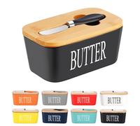 Butter Dish with Lid and Knife European Porcelain Butter Dish Ceramic Butter Dish with Knife 650ml Large Capacity with Double Silicone Seals for Better Freshness Perfect for Room Decor Kitchen Decor