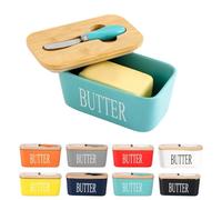 Butter Dish with Lid and Knife European Porcelain Butter Dish Ceramic Butter Dish with Knife 650ml Large Capacity with Double Silicone Seals for Better Freshness Perfect for Room Decor Kitchen Decor