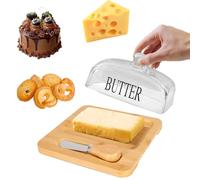 Butter Dish with Lid and Knife,Glass Butter Keeper for Countertop,Butter Container Fits Most Butter Size,Multipurpose Snack Display Plate, Dessert & Pastry Serving Platter, Fruit Stand,Cake Tray