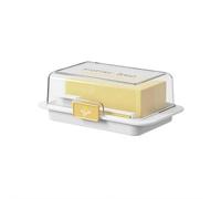 Butter Dish with Lid and Knife Holder - Airtight Flip-top Butter Dish, Keep Fresh, Easy Scoop, Plastic Keeper Tray Box for East/west Coast (White)