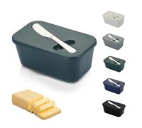 Butter Dish with Lid and Knife - TRACOMPAN Unbreakable Plastic Butter Container | Butter Dish with Butter Knife | Lightweight Butter Holder Tray for Odor-Free Storage(Dishwasher Safe) (Green, Medium)