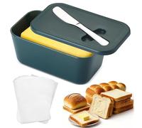 Butter Dish with Lid, Butter Container, Ceramic Butter Dish with Lid and Knife Perfect for Butter Nuts Cheese Sugar Salt Spices Seasoning (Blackish Green)