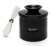 Butter Dish with Lid Butter Crock for Counter with Knife On Demand Spreadable Ceramic Bell Style Jar Dish Lid(Red)