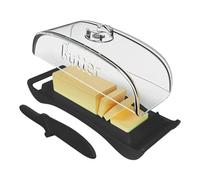 Butter Dish with Lid, Covered Butter Dish 2 in 1 Large Capacity Cheese Container with Clear Lid and Spreader, Cheese Tray Easy to Cut with Lid