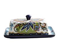 Butter Dish with Lid Elegant Floral Pattern Butter Dish Butter Dish with Lid Ceramic Creative Butter Dish with Non-Slip Bottom Cheese Box Butter Dishes Style1