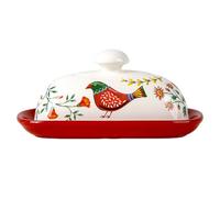 Butter Dish with Lid Elegant Floral Pattern Ceramic Butter Dish with Non-Slip Bottom Style2