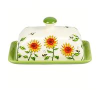 Butter Dish with Lid, French Ceramic Butter Keeper Dish for Kitchen Home, Butter Crock Container Keep Butter Fresh Engraved Butter Storage 18.99x10.99x8.48 CM Modern Farmhouse Kitchen Decor Gift