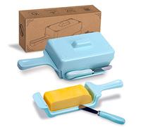 Butter Dish with Lid & Knife, Covered Butter Holder for Countertop, Airtight Butter Container with Cover, Butter Keeper Storage Perfect for West/East Coast Butter,Blue