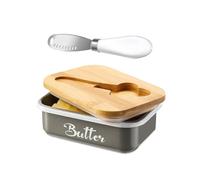 Butter Dish with Lid,Metal Butter Keeper with Stainless Steel Multipurpose Butter Knife,Lightweight Unbreakable Butter Container for Countertop Upgrade Double Silicone Seal