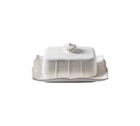 Butter Dishes Ceramic Butter Box Butter Plate with Cover Dim Sum Plate Cheese Box(White)