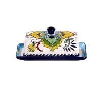 Butter Dishes Ceramic Butter Box European Tableware with Cover Plate Dim Sum Cheese Storage(Blue)