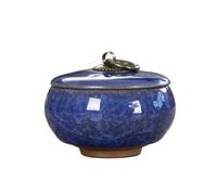 Butter Dishes Crack Ceramic Mini Household Portable Storage Jar with Lid Cosmetic Jewelry Box Gift Home Decoration(Blue)