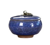 Butter Dishes Creative Crack Ceramic Mini Tea Caddy Household Portable Storage Jar with Lid Cosmetic Jewelry Storage Box Gift Home Decoration(Blue)